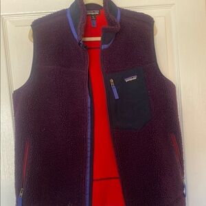 Patagonia retro fleece Purple Plum Fleece Vest with Red Lining women's XL